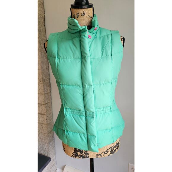 Lilly Pulitzer Down Puffer  Mint Green Vest, Tropical lining design, Sz XS - Picture 16 of 16